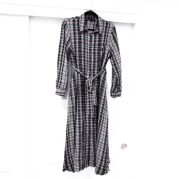 HATCH Small Alyssa Plaid Button Front Shirt Dress Midi Maternity - Picture 2 of 12